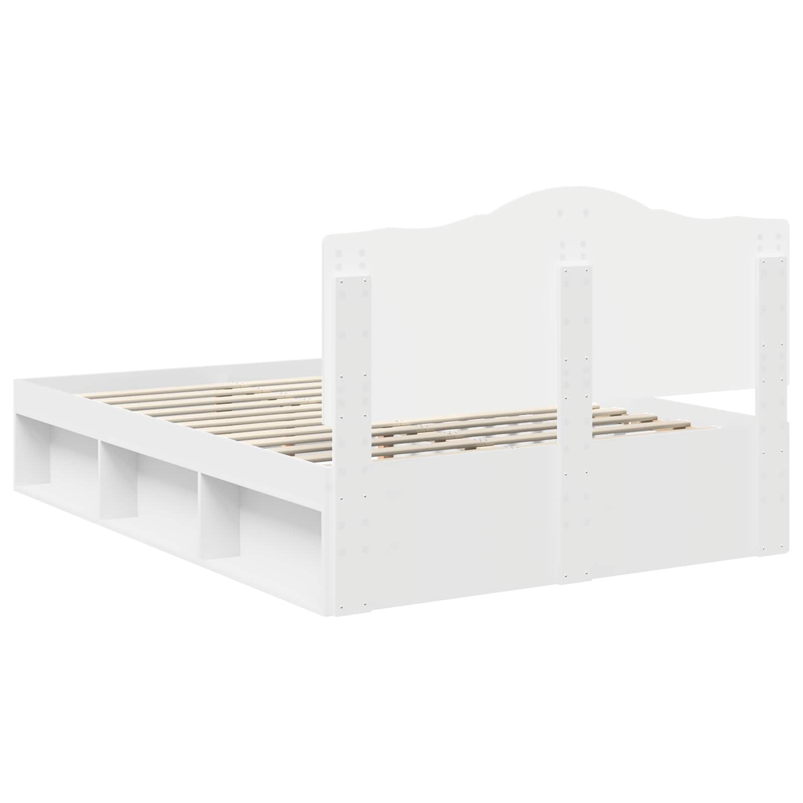 Sängram med huvudgavel Vit 140 x 200 cm Massiv furu