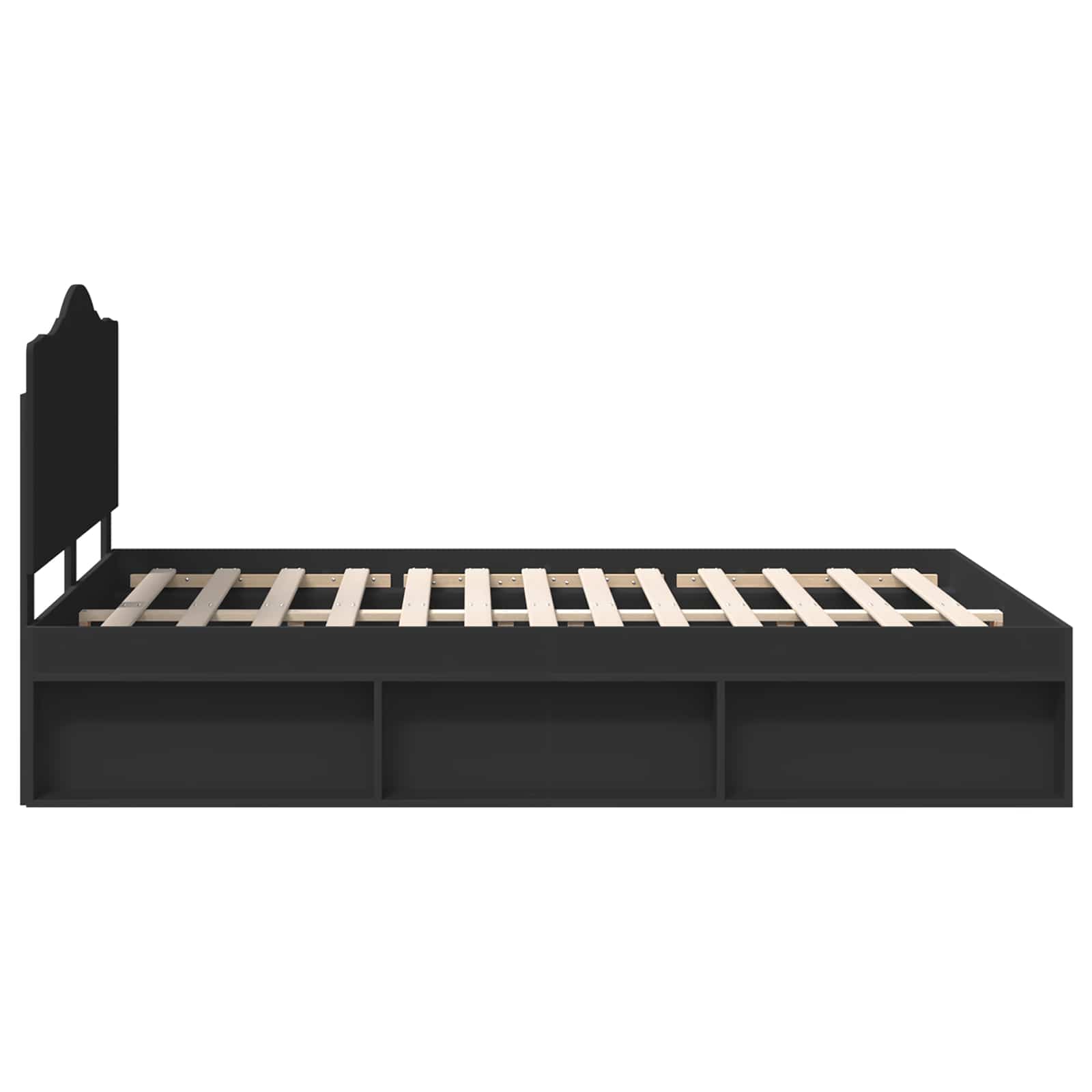 Sängram med huvudgavel Svart 140 x 200 cm Massiv furu