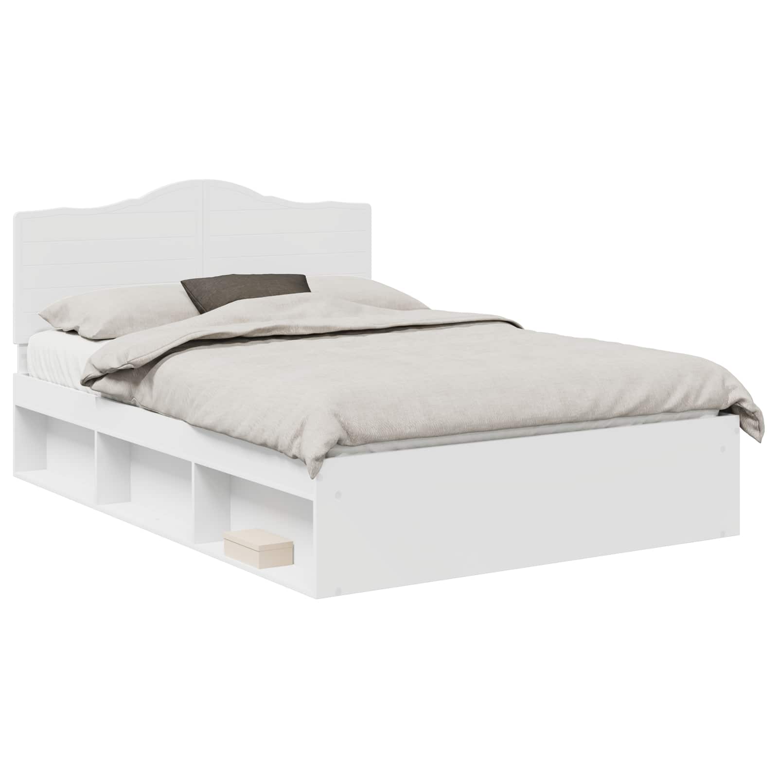 Sängram med huvudgavel Vit 140 x 190 cm Massiv furu