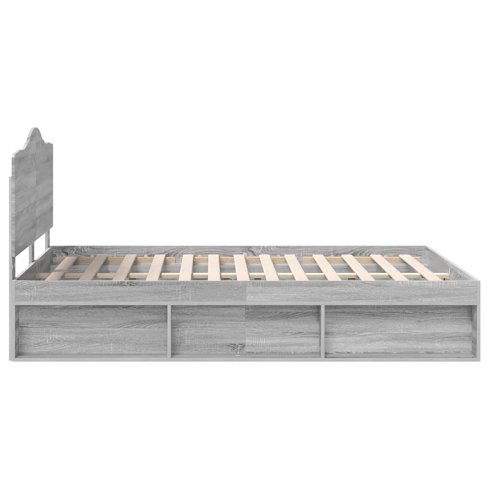 Sängram med huvudgavel Grå Sonoma 140 x 190 cm Massiv furu
