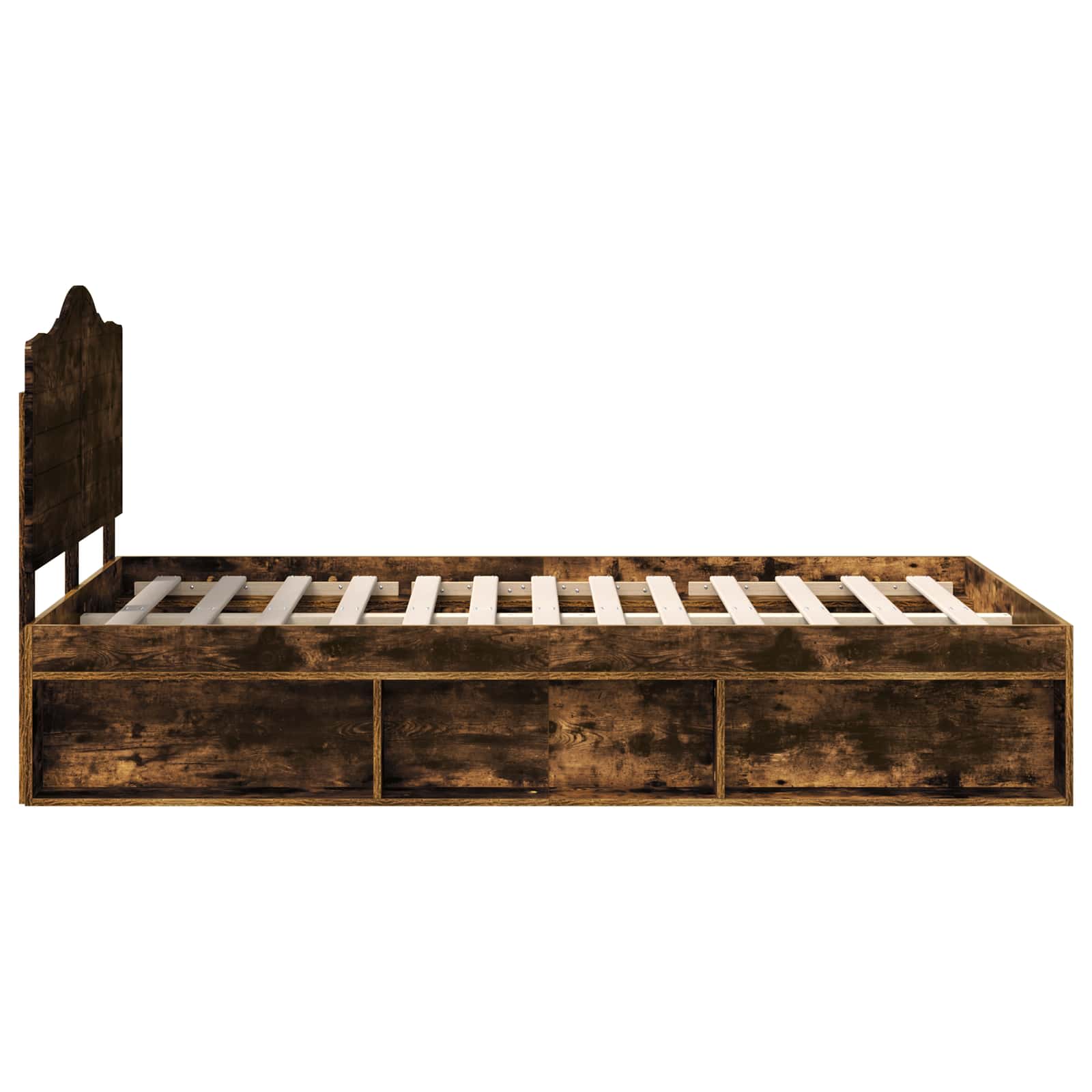 Sängram med huvudgavel Rökt ek 135 x 190 cm Massiv furu