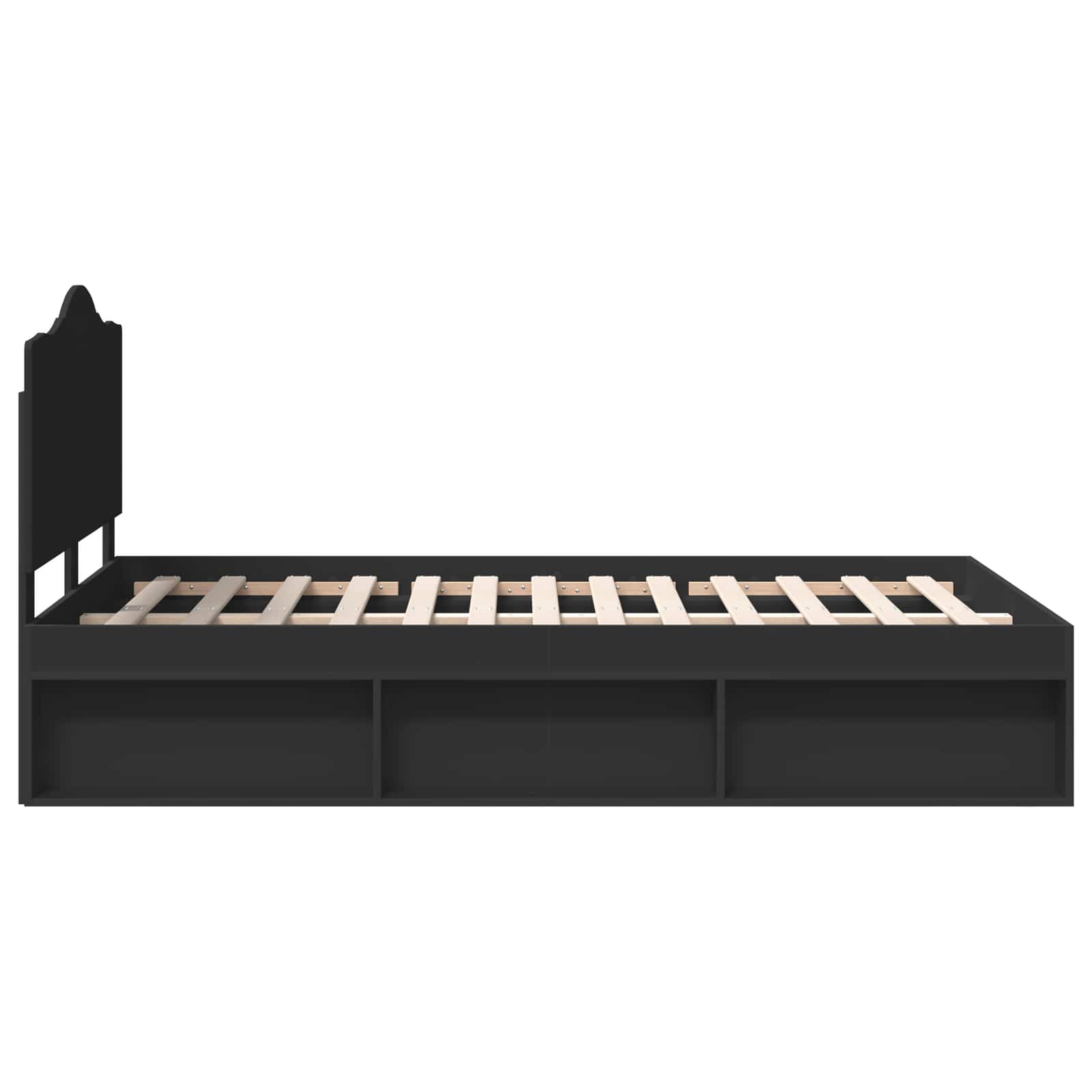 Sängram med huvudgavel Svart 120 x 200 cm Massiv furu