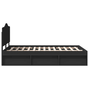 Sängram med huvudgavel Svart 120 x 200 cm Massiv furu