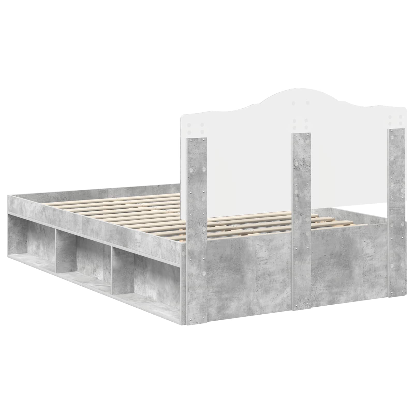 Sängram med huvudgavel Betong 120 x 200 cm Massiv furu