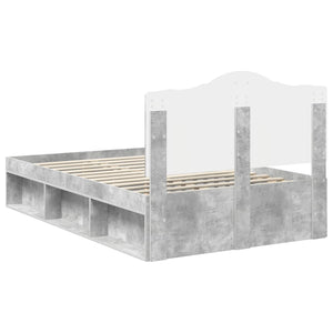 Sängram med huvudgavel Betong 120 x 200 cm Massiv furu