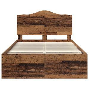 Sängram med huvudgavel Gammalt trä 120 x 200 cm Massiv furu