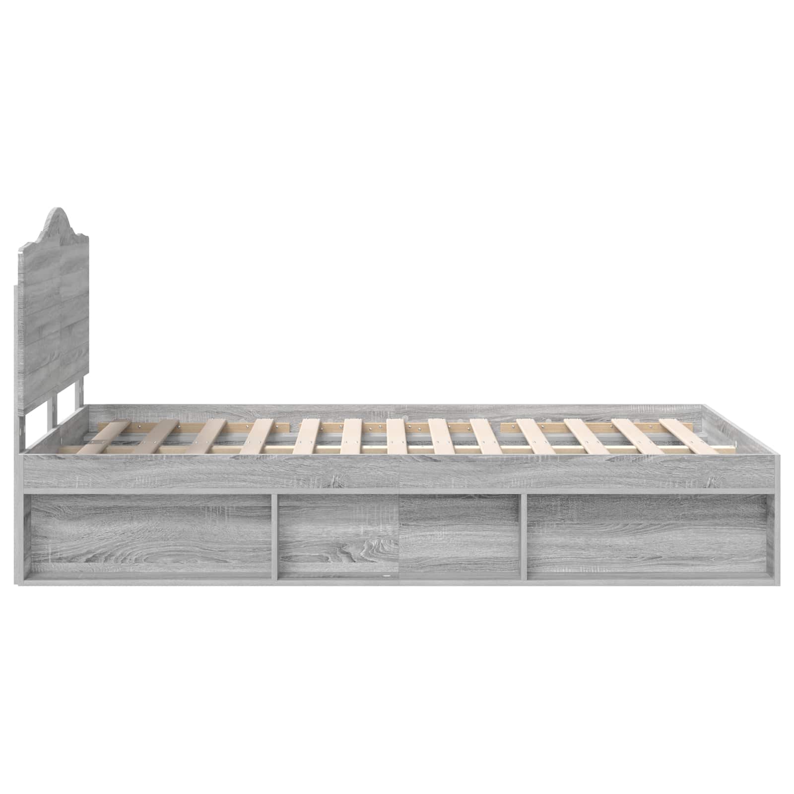 Sängram med huvudgavel Grå Sonoma 120 x 190 cm Massiv furu