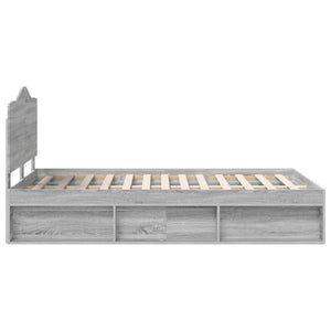 Sängram med huvudgavel Grå Sonoma 120 x 190 cm Massiv furu