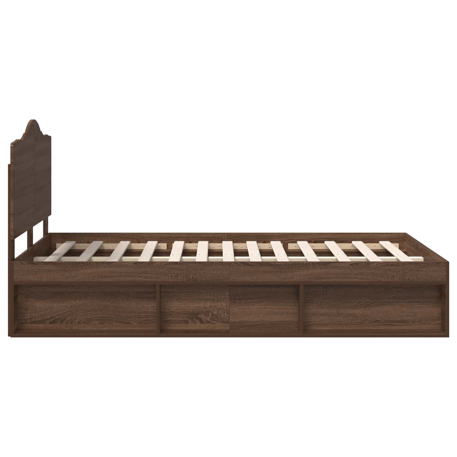 Sängram med huvudgavel Brun Ek 120 x 190 cm Massiv furu