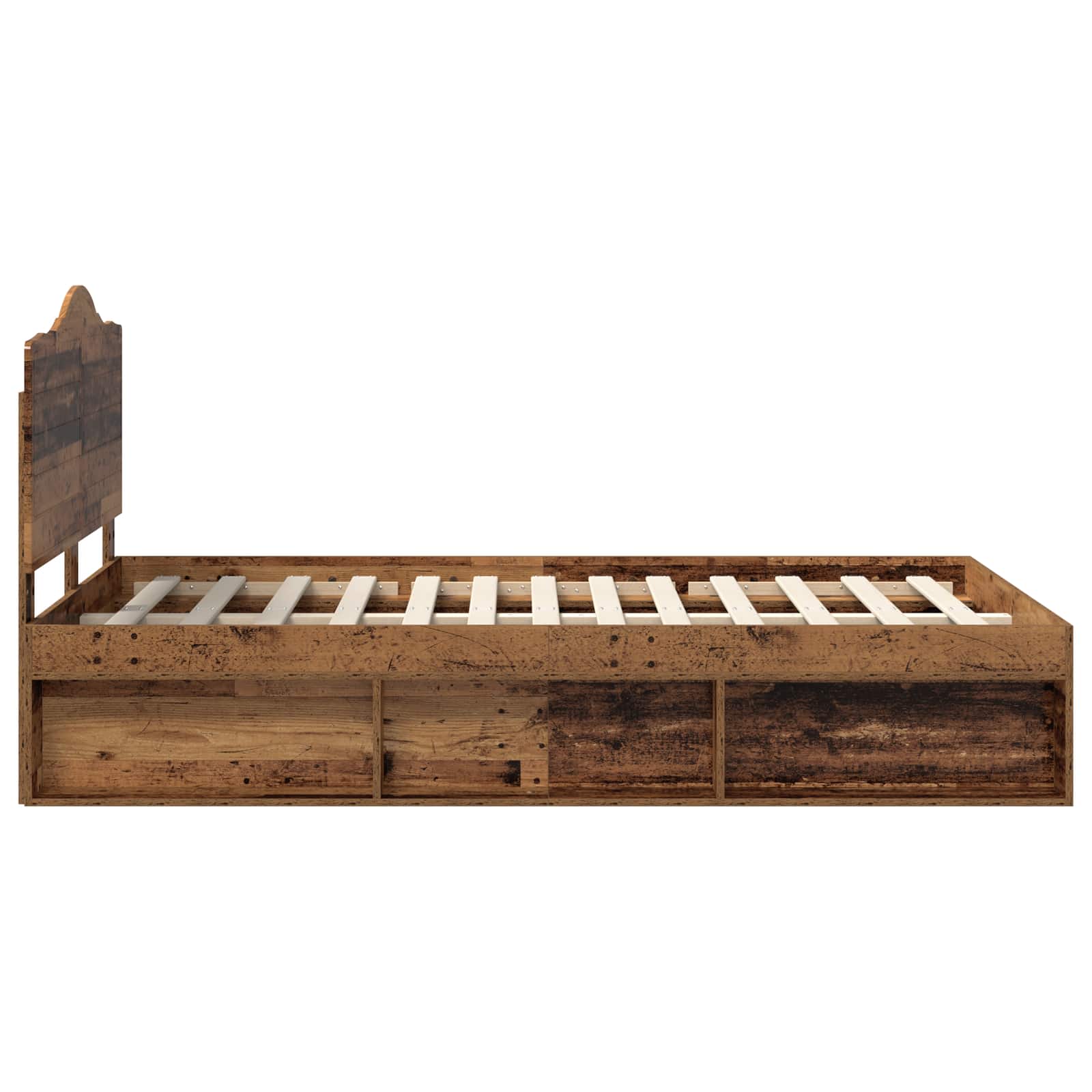 Sängram med huvudgavel Gammalt trä 120 x 190 cm Massiv furu