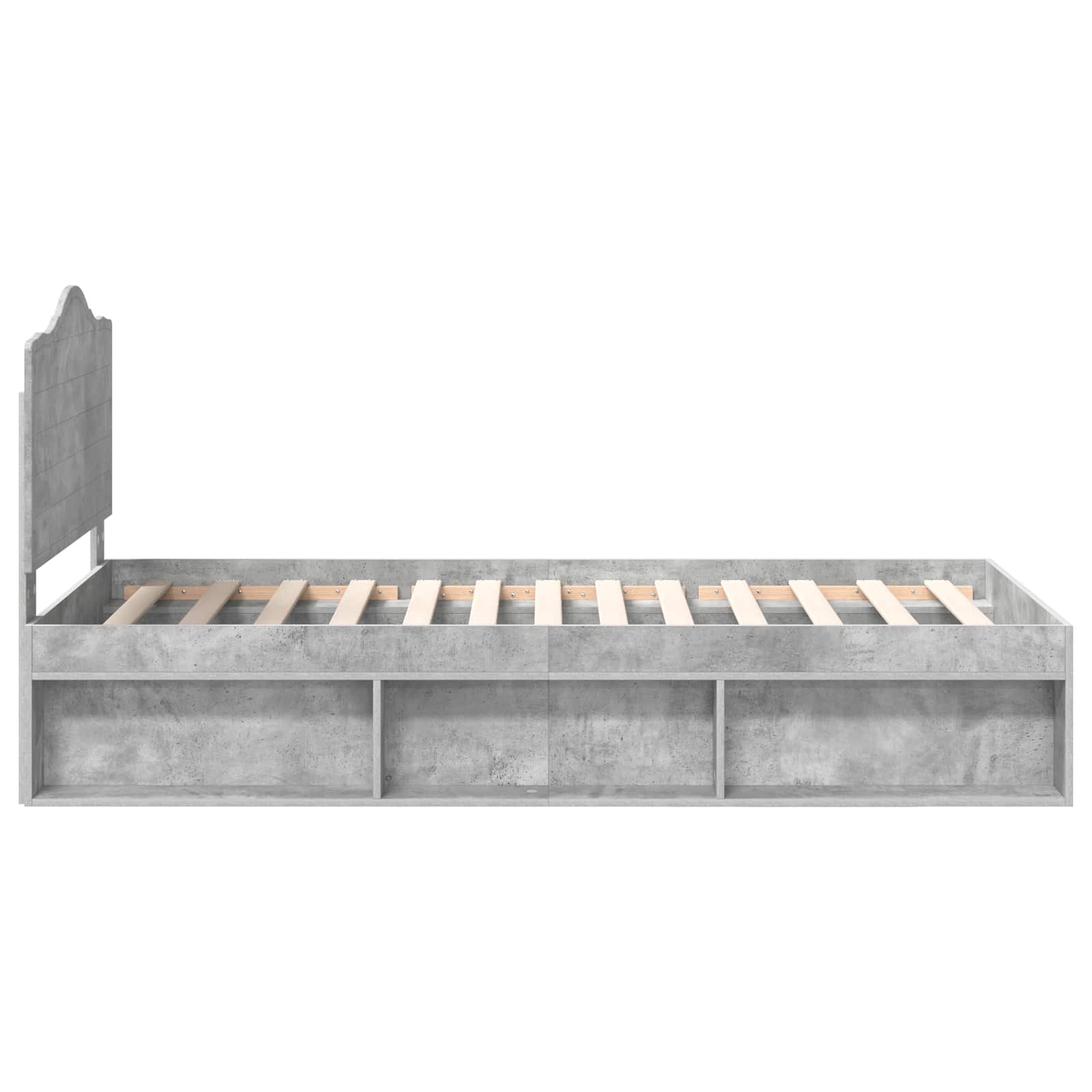 Sängram med huvudgavel Betonggrå 100 x 200 cm Massiv furu