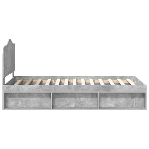 Sängram med huvudgavel Betonggrå 100 x 200 cm Massiv furu