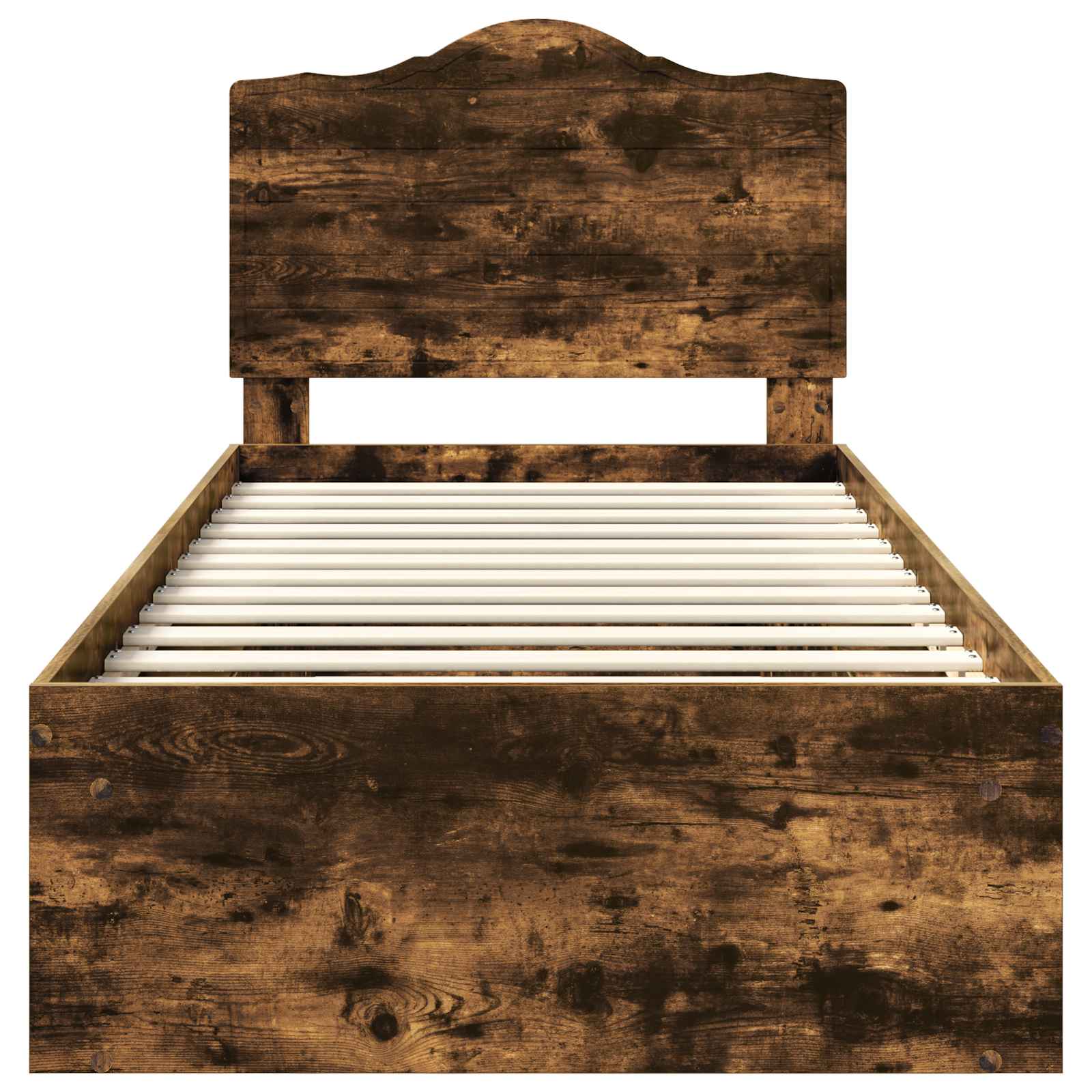 Sängram med huvudgavel Rökt ek 100 x 200 cm Massiv furu