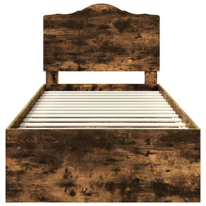 Sängram med huvudgavel Rökt ek 100 x 200 cm Massiv furu