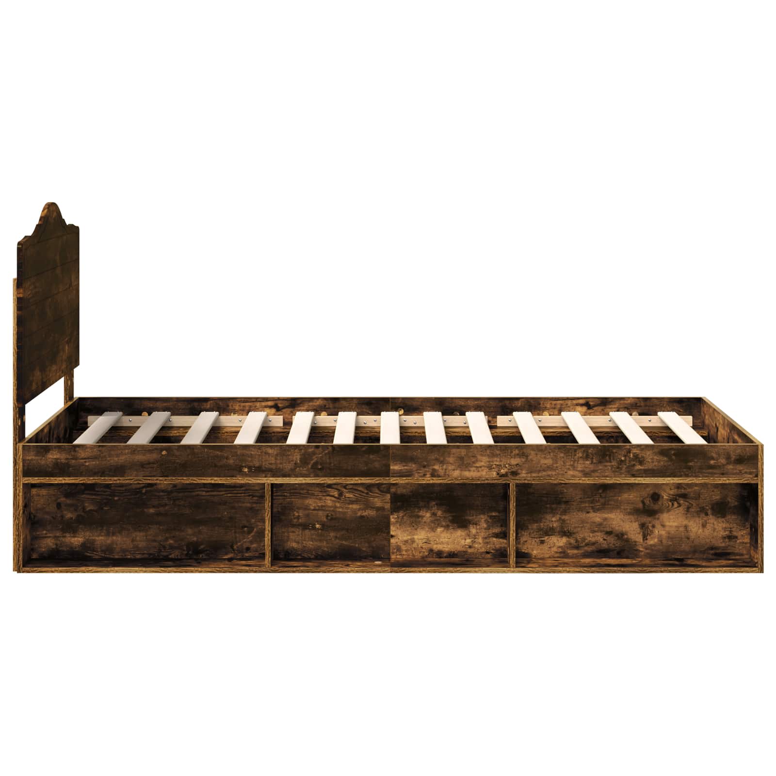 Sängram med huvudgavel Rökt ek 100 x 200 cm Massiv furu