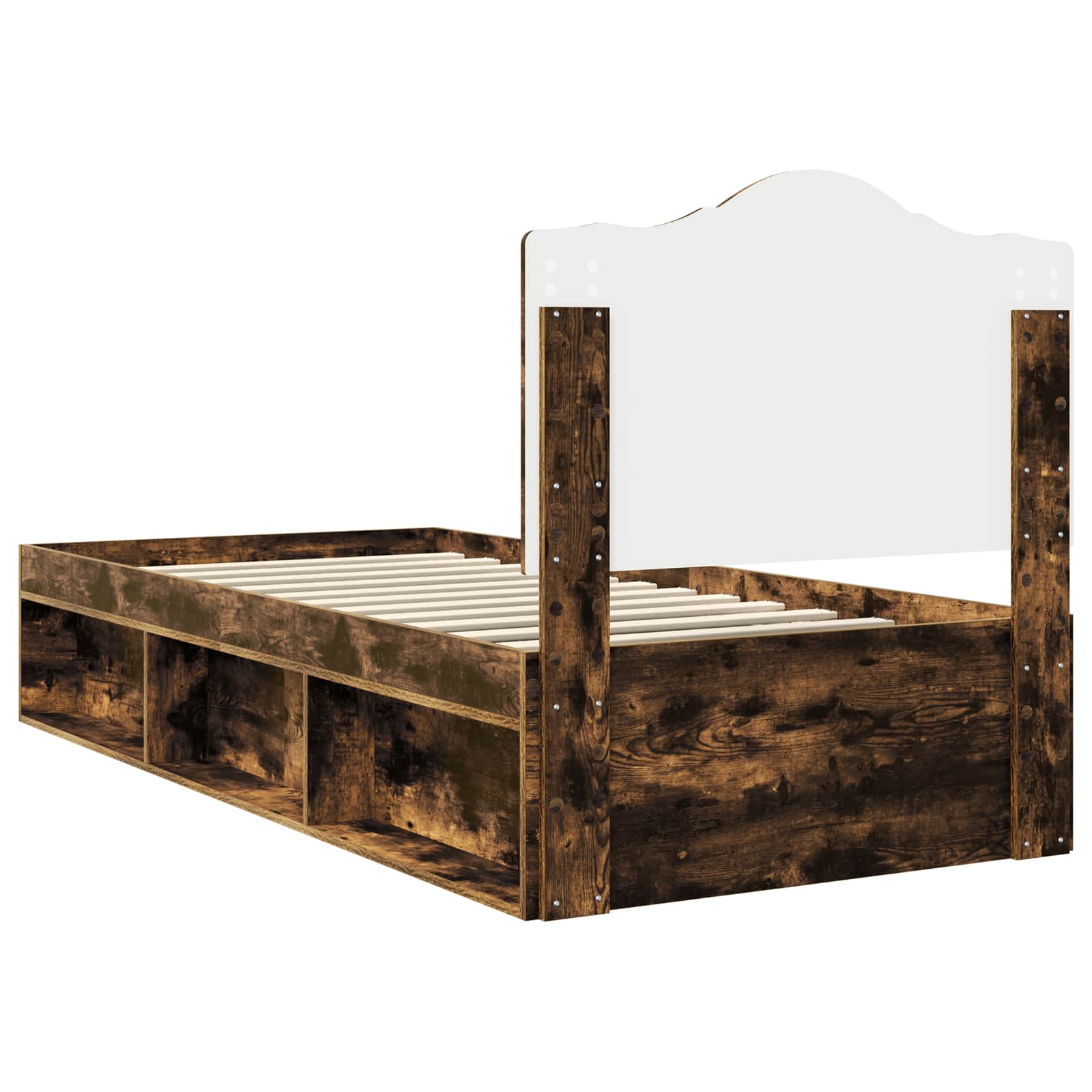 Sängram med huvudgavel Rökt ek 90 x 200 cm Massiv furu