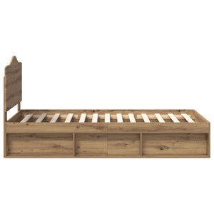 Sängram med huvudgavel Artisan Ek 90 x 200 cm Massiv furu