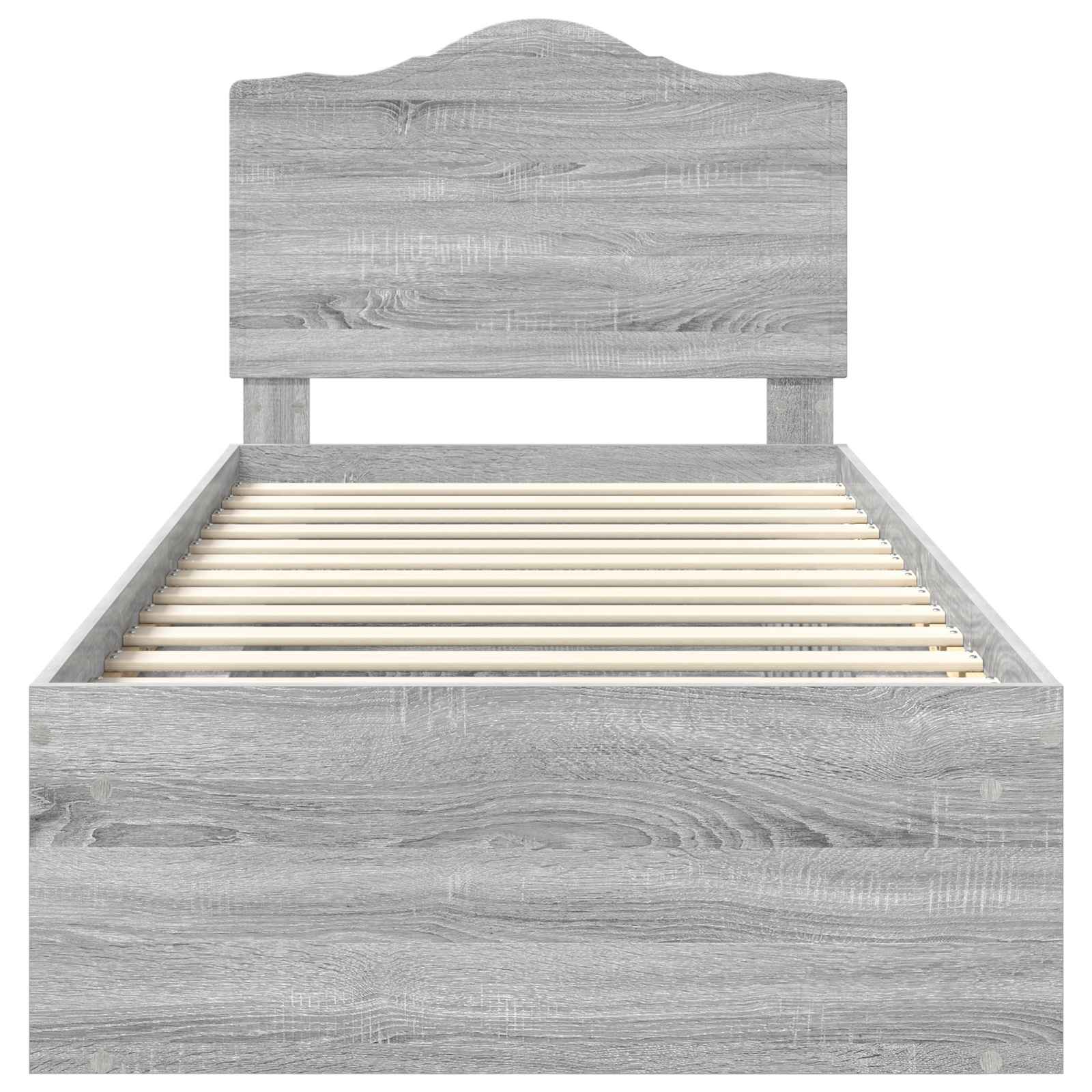 Sängram med huvudgavel Grå Sonoma 90 x 190 cm Massiv furu