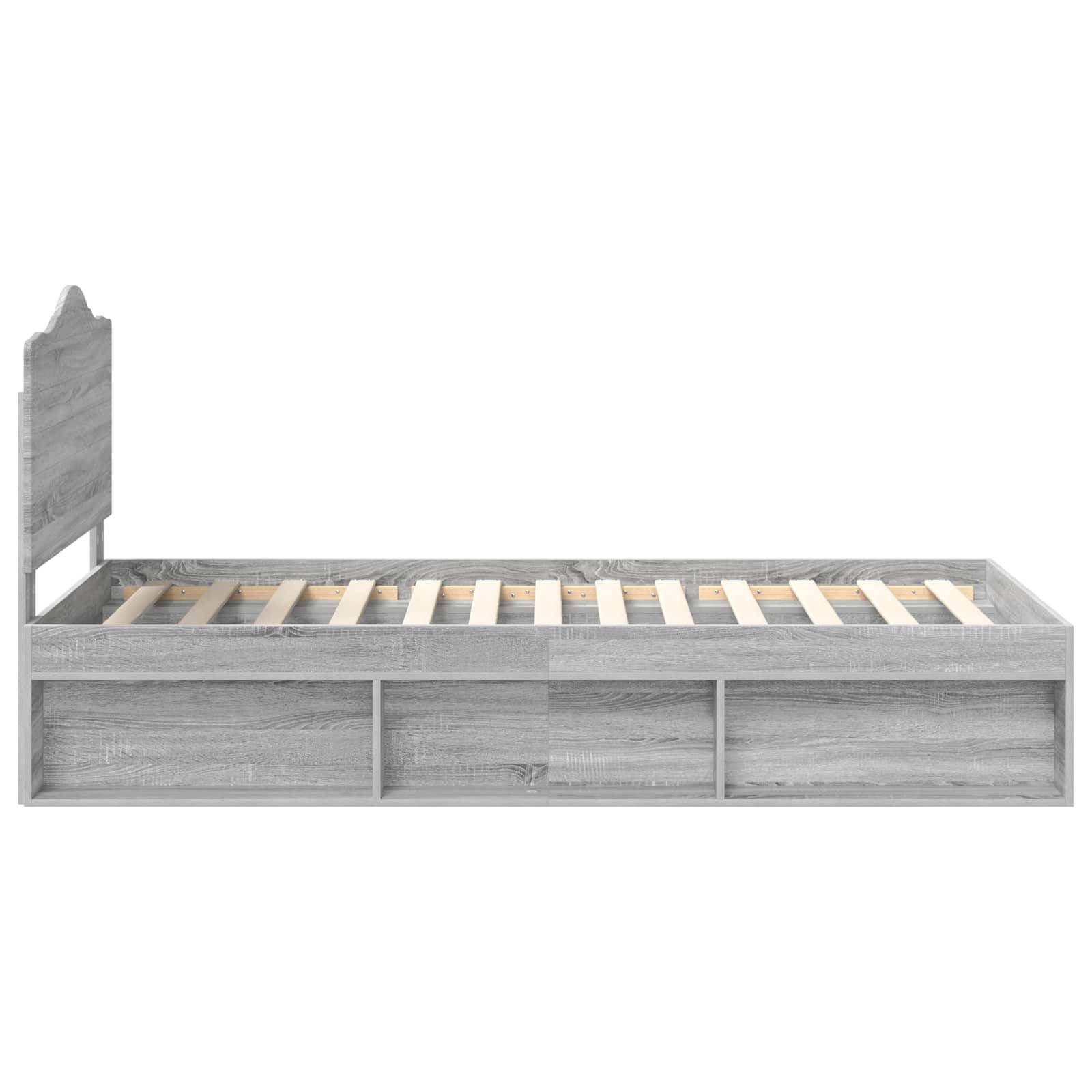 Sängram med huvudgavel Grå Sonoma 90 x 190 cm Massiv furu