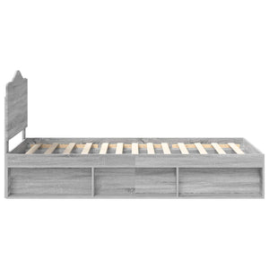 Sängram med huvudgavel Grå Sonoma 90 x 190 cm Massiv furu