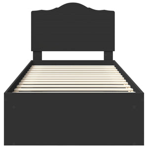 Sängram med huvudgavel Svart 75 x 190 cm Massiv furu