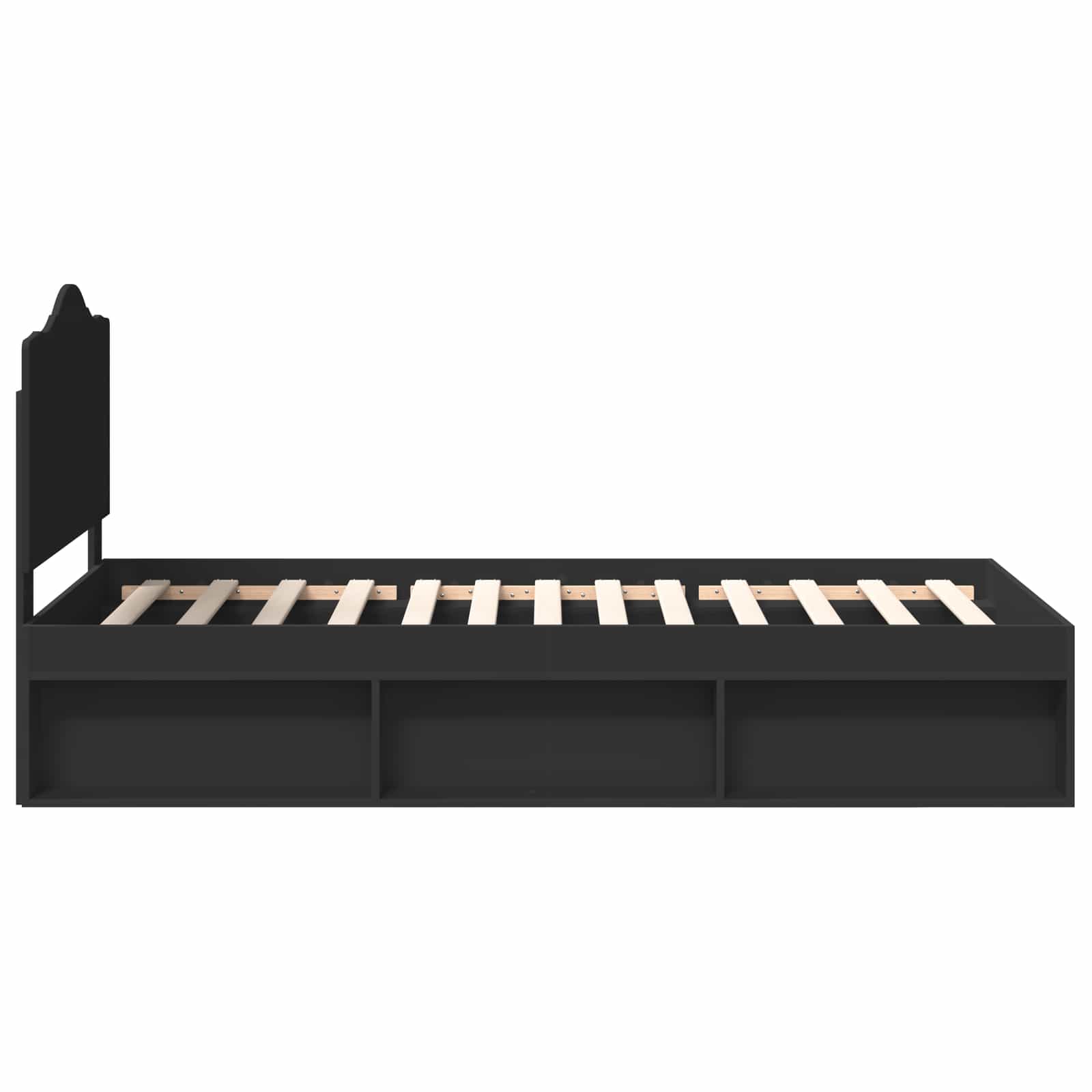 Sängram med huvudgavel Svart 75 x 190 cm Massiv furu