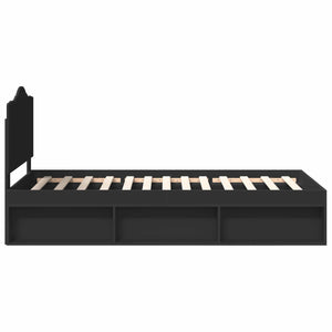 Sängram med huvudgavel Svart 75 x 190 cm Massiv furu