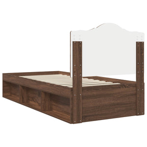 Sängram med huvudgavel Brun Ek 75 x 190 cm Massiv furu