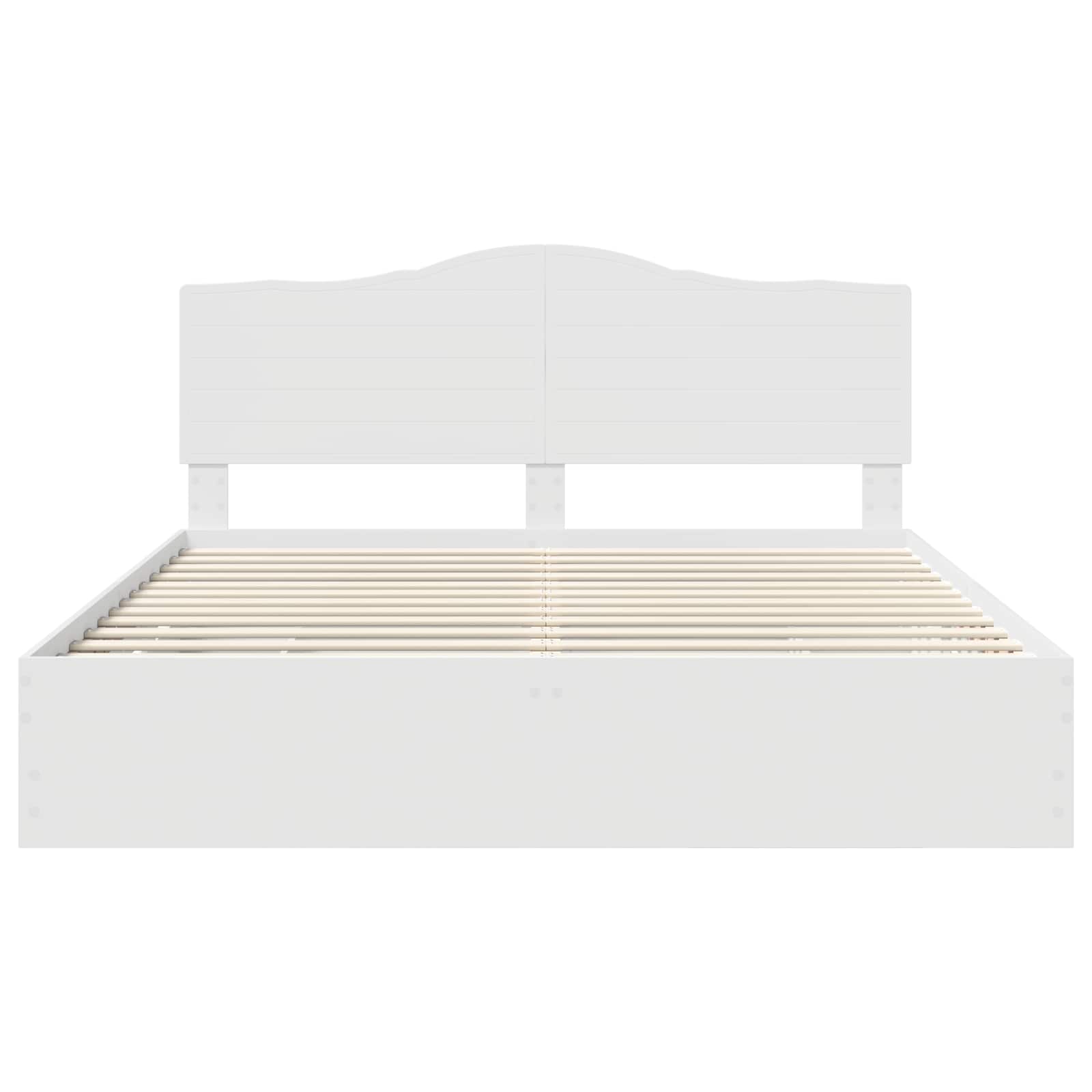 Sängram med låda med huvudgavel Vit 200 x 200 cm Ingenjörsträ