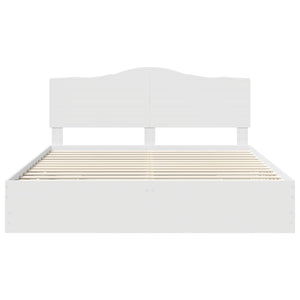Sängram med låda med huvudgavel Vit 200 x 200 cm Ingenjörsträ