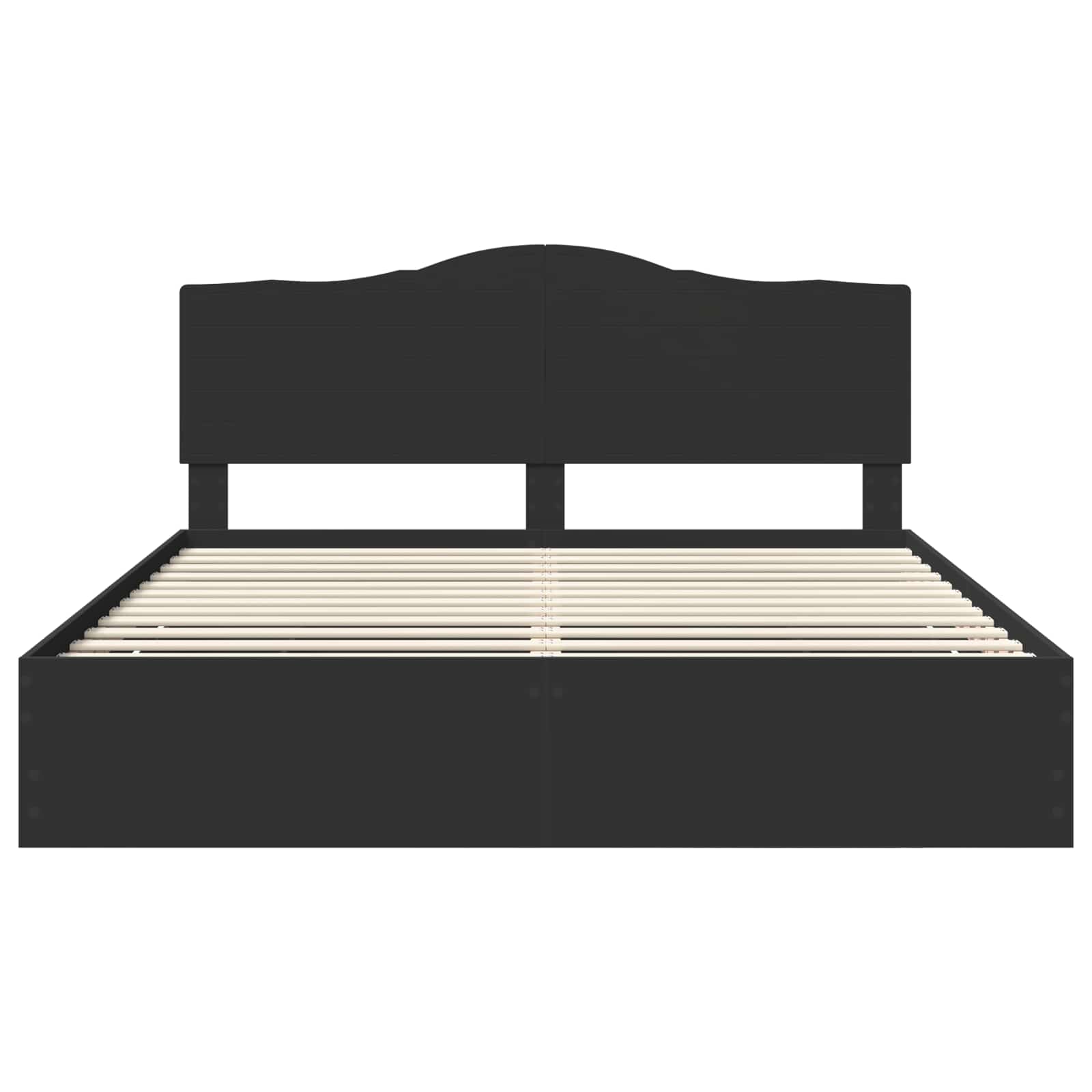 Sängram med låda med huvudgavel Svart 180 x 200 cm Ingenjörsträ