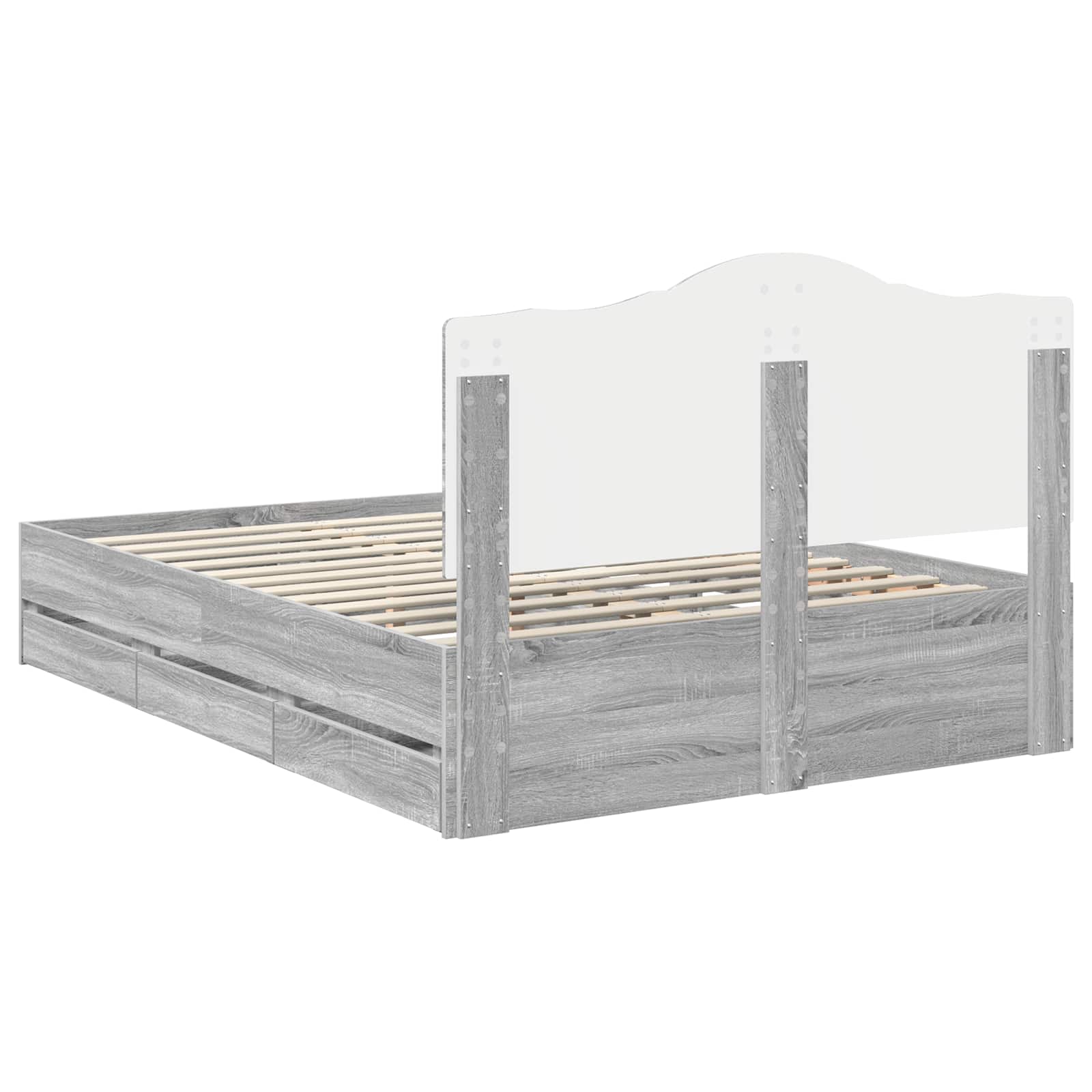 Sängram med låda Grå Sonoma 150 x 200 cm Ingenjörsträ