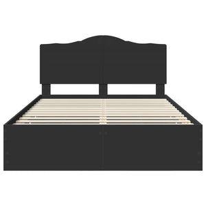 Sängram med låda med huvudgavel Svart 140 x 190 cm Ingenjörsträ