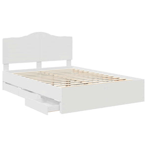 Sängram med låda med huvudgavel Vit 140 x 200 cm Ingenjörsträ