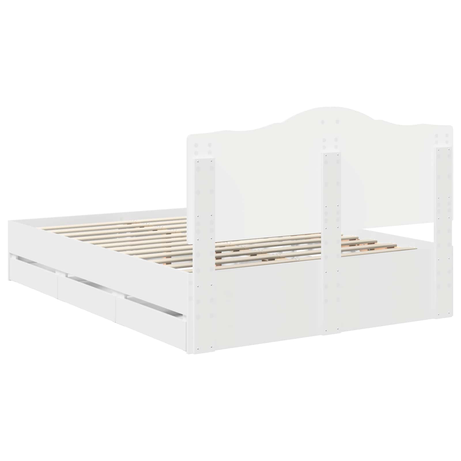 Sängram med låda med huvudgavel Vit 140 x 200 cm Ingenjörsträ