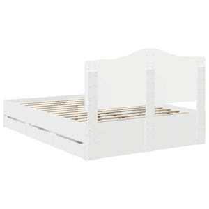 Sängram med låda med huvudgavel Vit 140 x 200 cm Ingenjörsträ