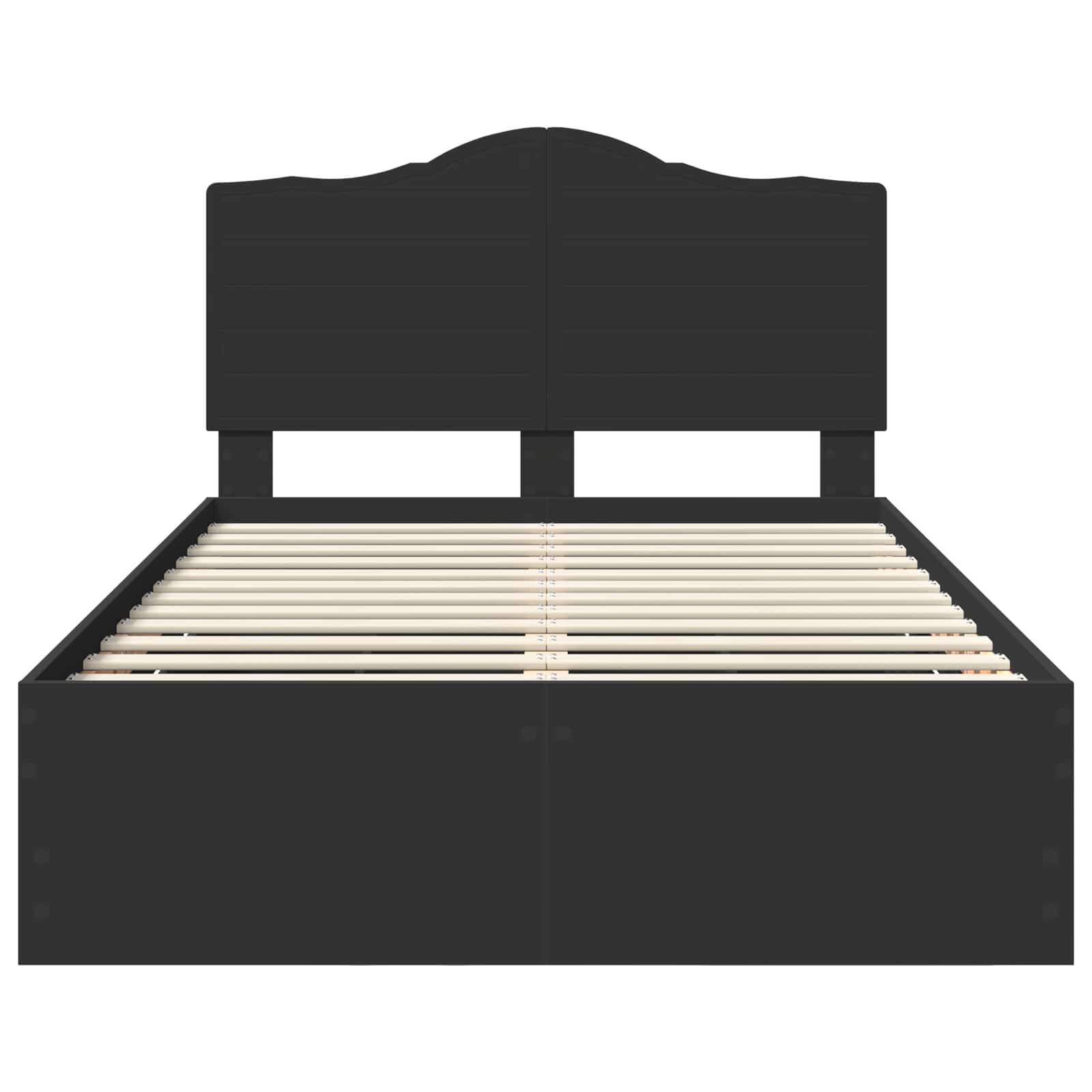Sängram med låda med huvudgavel Svart 120 x 190 cm Ingenjörsträ