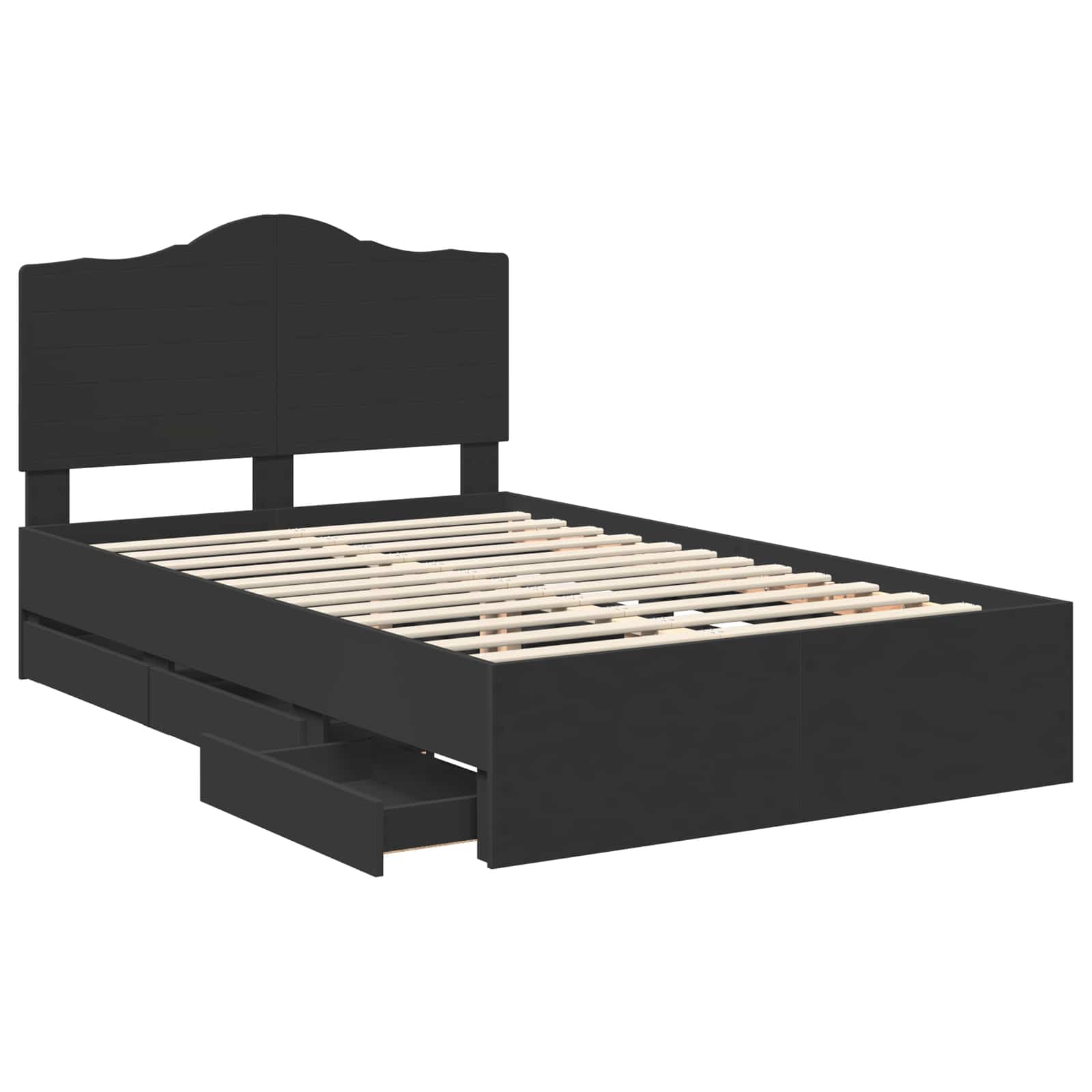 Sängram med låda med huvudgavel Svart 120 x 200 cm Ingenjörsträ
