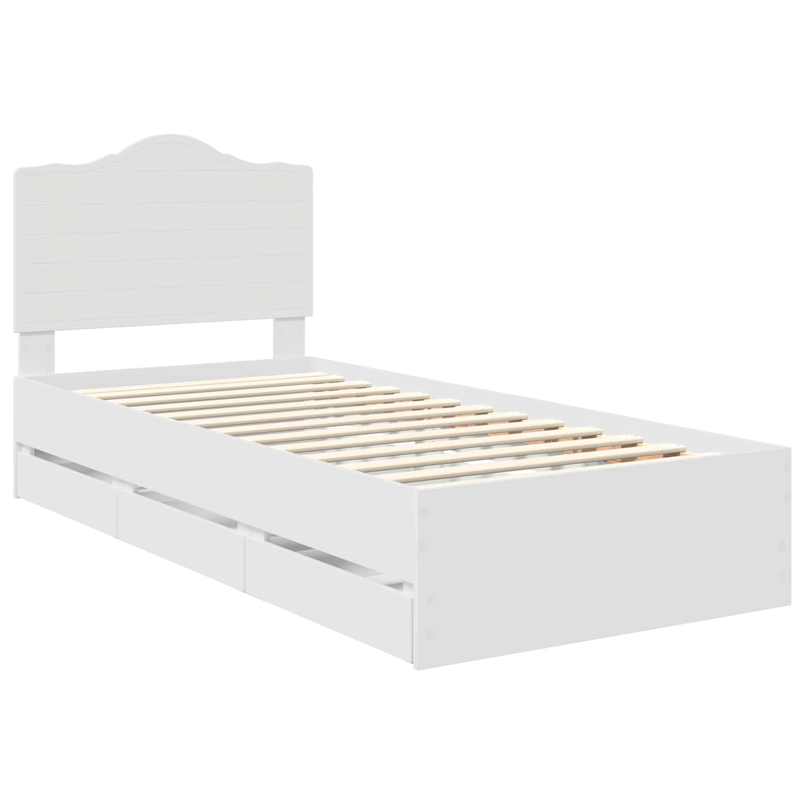 Sängram med låda med huvudgavel Vit 98,5 x 200 cm Ingenjörsträ