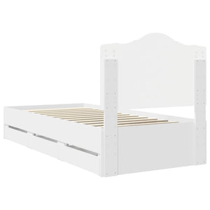 Sängram med låda med huvudgavel Vit 98,5 x 200 cm Ingenjörsträ