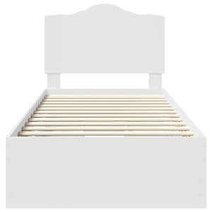 Sängram med låda med huvudgavel Vit 98,5 x 200 cm Ingenjörsträ