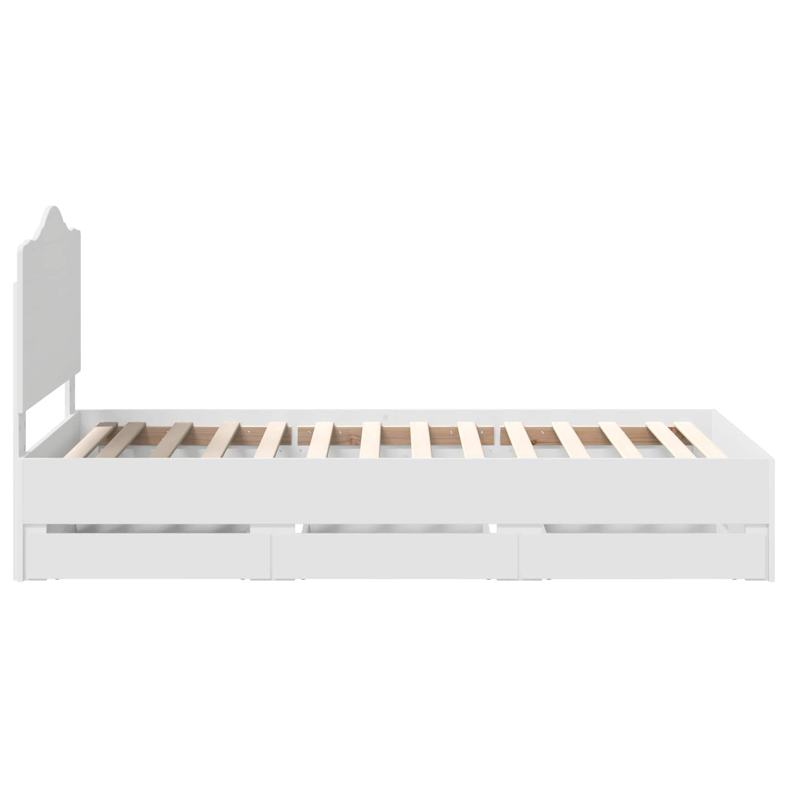 Sängram med låda med huvudgavel Vit 98,5 x 200 cm Ingenjörsträ