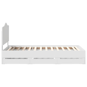 Sängram med låda med huvudgavel Vit 98,5 x 200 cm Ingenjörsträ