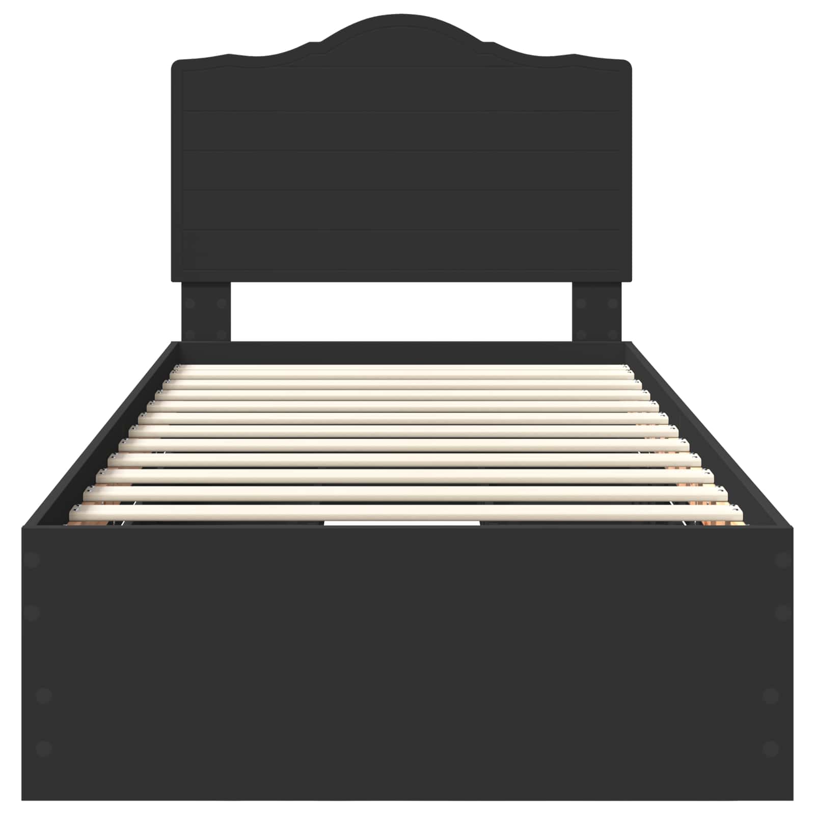 Sängram med låda med huvudgavel Svart 90 x 200 cm Ingenjörsträ