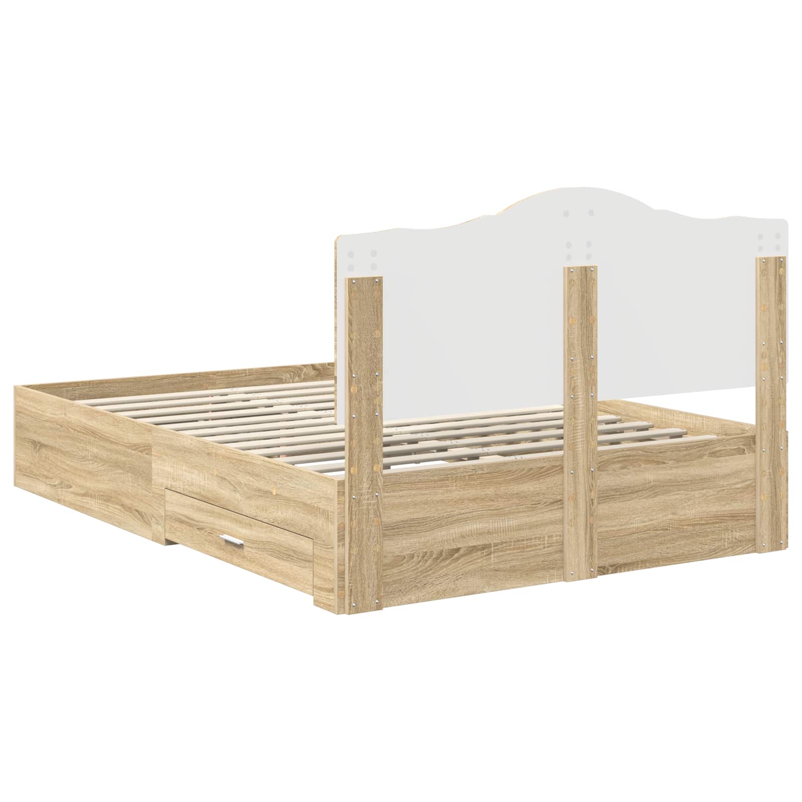 Sängram med huvudgavel Sonoma-ek 150 x 200 cm Konstruerat trä