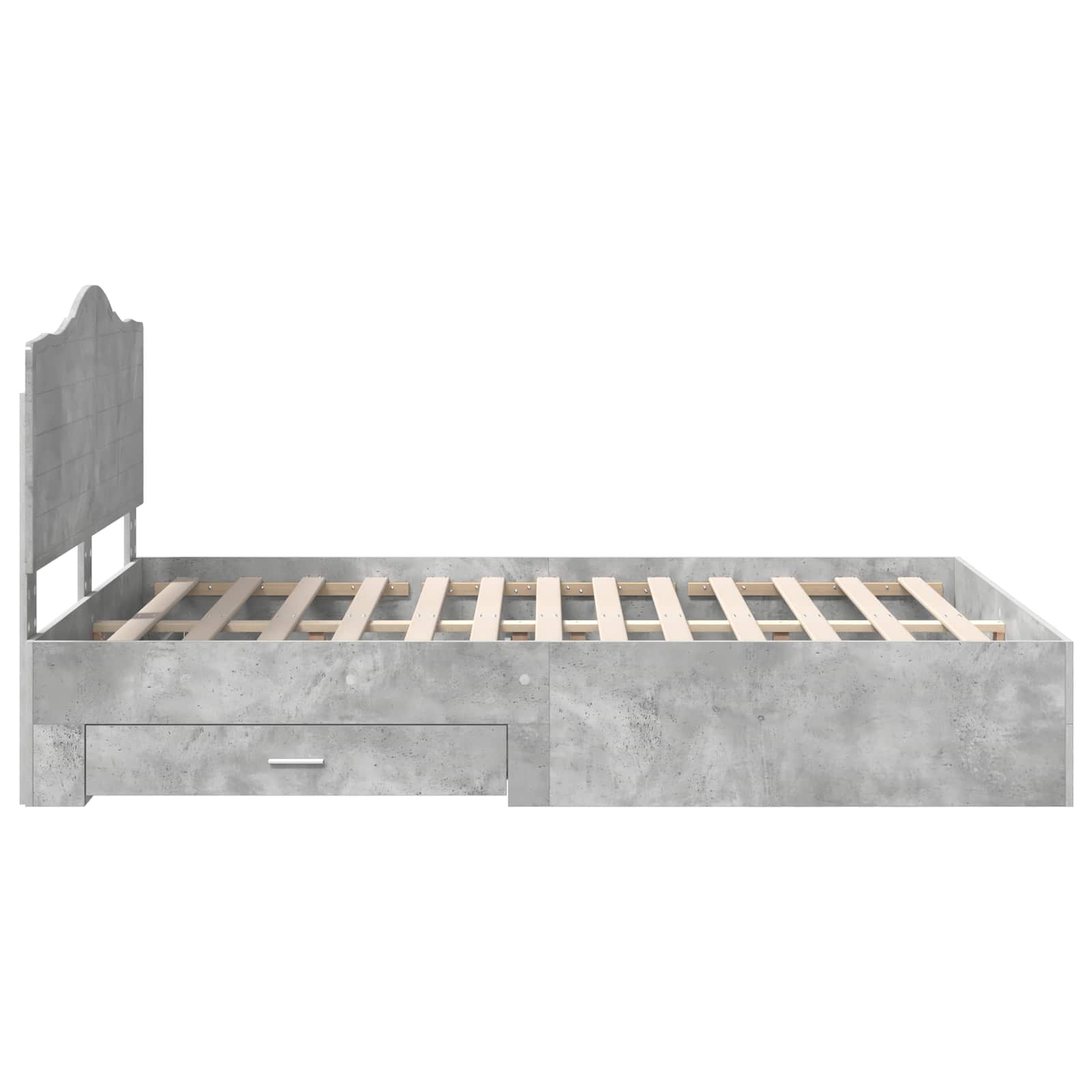 Sängram med huvudgavel Betonggrå 150 x 200 cm Konstruerat trä