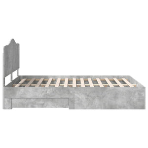 Sängram med huvudgavel Betonggrå 140 x 200 cm Konstruerat trä
