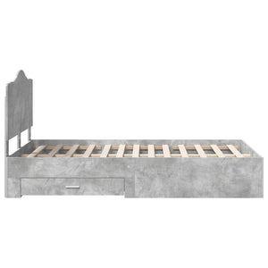 Sängram med huvudgavel Betonggrå 120 x 200 cm Konstruerat trä