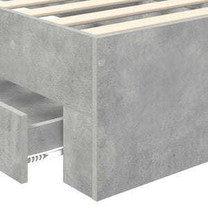 Sängram med huvudgavel Betonggrå 90 x 200 cm Konstruerat trä