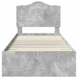 Sängram med huvudgavel Betonggrå 90 x 200 cm Konstruerat trä